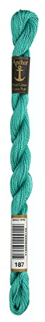 Anchor Perlgarn Stärke 5 4585000-00187 mint Stickgarn, 100 % Baumwolle, 5g Strängchen