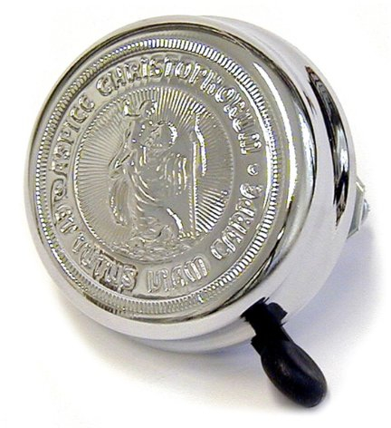 CBK-MS Fahrradklingel/Fahrradglocke Christopherus verchromt mit Christophorus Prägung