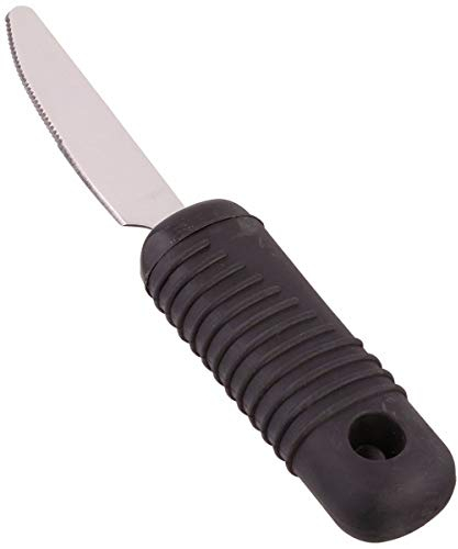 Homecraft Sure Grip Knife, Stainless Steel Dinner Fork with Thick Rubber Handle, Comfortable and Easy to Hold Silverware with Grips for Weak Grasp, 8 Long Utensil with Good Grips