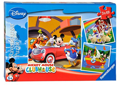 Ravensburger -9247 Mouse Mickey Puzzle Triple 3 x 49 Pieces, Blue, Red (9247)