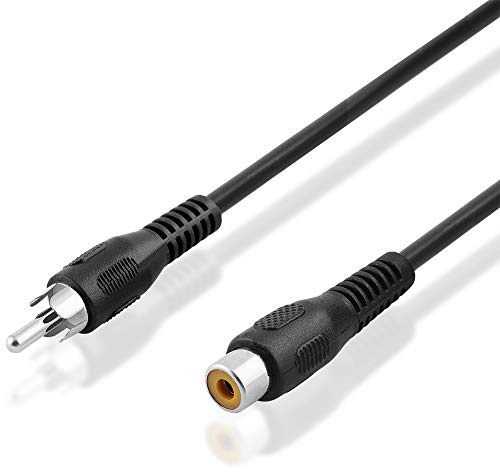 10 Meter Audio Koaxial digital Kabel, Cinch Stecker männlich auf Chinch Buchse Kupplung weiblich, geeignet für 2.1 und 5.1 Dolby Surround, Schwarz