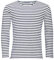 SOLS Herren Marine T-Shirt, gestreift, langärmlig (L) (Weiß/Marineblau)