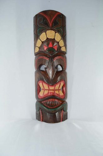 INDIGOS UG Grauenvoll Lachende Tiki - Holzmaske aus Indonesien/Bali 50 cm