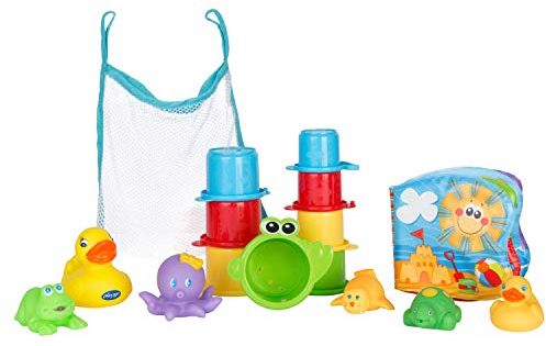Playgro Jouets de Bain, 16 Pièces, Dès 6 Mois, Sans BPA, Coffret Jouets de Bain Playgro, 40115