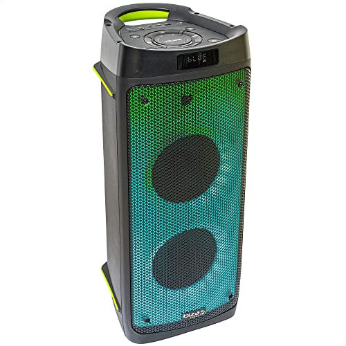 Ibiza - PHANTOM - 2x6,5/16cm - Altoparlante alimentato a batteria da 300W con effetto LED sul pannello frontale - Bluetooth, USB, MICRO-SD, AUX e telecomando - Nero