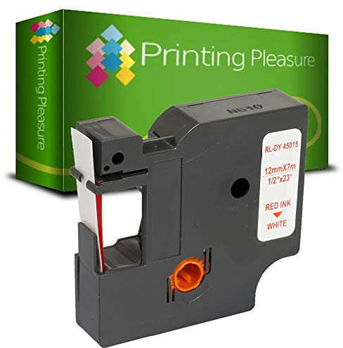 Schriftband kompatibel für Dymo D1 45015 Rot auf Weiß (12mm x 7m) LabelWriter 450 Duo LabelPoint 100 150 250 LabelManager 160 210D 220P 260P 280 360D 420P 450 500TS PnP Wireless MobileLabeler
