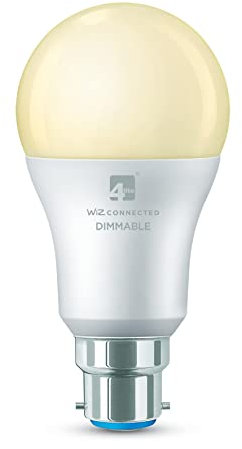 4lite Smart A60 B22 LED Bulb (8W) Dimmable 850Lm 2200-6500K Tuneable White, Wi-Fi/Bluetooth Controlled with Bayonet Fitting - 4l1/8006