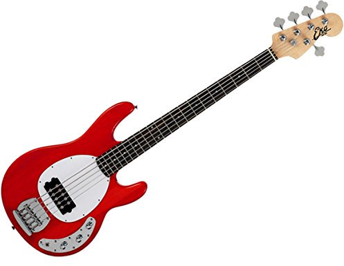 EKO GUITARS - MM305 Basso Elettrico 5 Corde Corpo in Pioppo, Manico in Acero Americano e Tastiera 21 tasti, Finitura Lucida, Pickup humbucker 2 Volumi, Colore Chrome Red