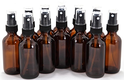 Vivaplex 12 count amber 2 oz glass bottles with black fine mist sprayers