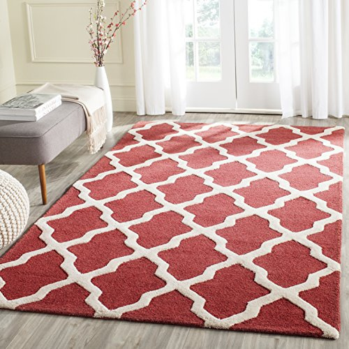 SAFAVIEH Geometrisch Teppich für Wohnzimmer, Esszimmer, Schlafzimmer - Cambridge Collection, Kurzer Flor, Rost und Elfenbein, 152 X 244 cm