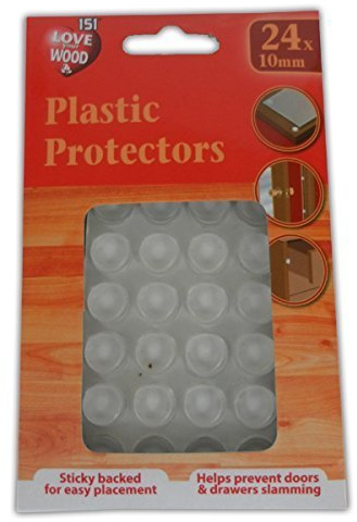 Plastic Protectors - 24 x 10mm - Clear Furniture Feet Pads Legs Doors Drawers Home New