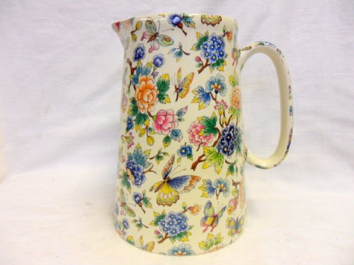 4 Pint Extra Large Jug in Oriental Garden design by Heron Cross Pottery.