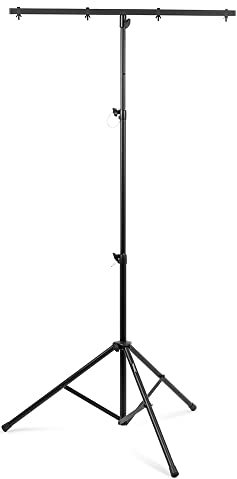 beamz Lightweight T-Bar Lighting Stand Portable DJ Rig - Folding Tripod with 4 Lighting Mount Points Ideal for Stage Lighting, Discos, Bands & Mobile Event Use