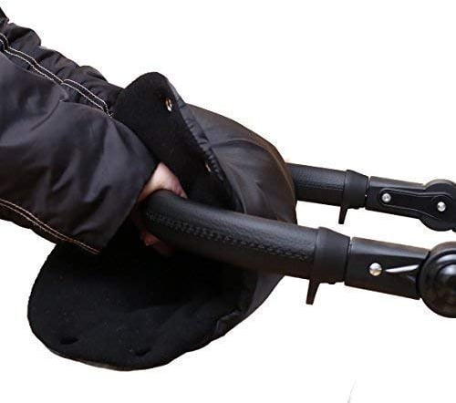 Baby-Joy Muff Handwärmer Handschutz Kinderwagenhandschuh Schlittenhandschuh 02 Schwarz-Schwarz