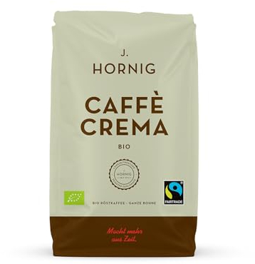 J. Hornig Kaffeebohnen Espresso Bio & Fairtrade, Caffè Crema Bio, 500g ganze Bohnen, schokoladiger Geschmack, für Vollautomaten, Siebträgermaschine und Espressokocher