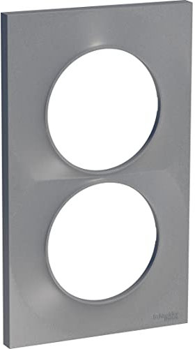 Schneider Electric - Odace Styl, plaque Alu 2 postes verticaux entraxe 57mm - Aluminium - S520714E