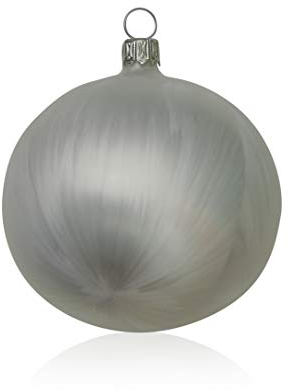 Lauschaer Glas Christbaumkugeln Eislack weiß 4 Stück d 10cm Christbaumschmuck Weihnachtsbaumschmuck mundgeblasen