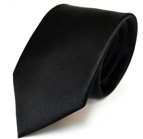 TigerTie Herren Krawatte – Klassische 8 cm Satin-Krawatte in schwarz einfarbigem Design, ideal für Geschäftstermine, festliche Anlässe und die Freizeit