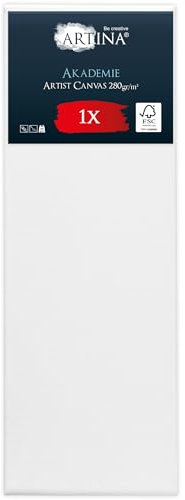Artina Canvas Toile Peinture 50x150 cm – Tableau Peinture Châssis Entoilés en Bois FSC© – Tableau a Peindre Blanche 100% Coton 280g/m² – Toiles à Peindre Stable Akademie