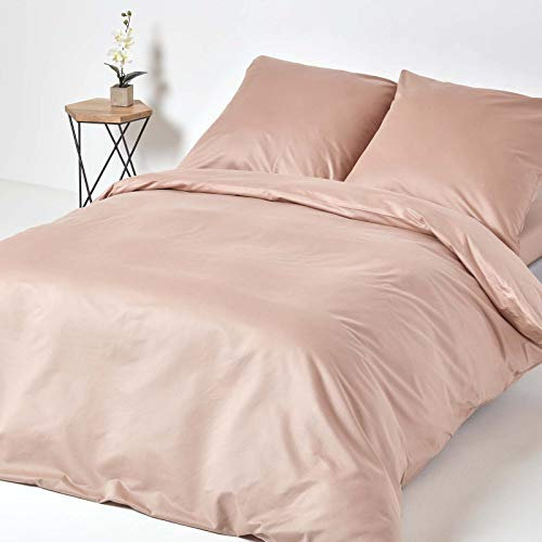 HOMESCAPES 3-teiliges Premium-Bettwäsche-Set beige aus 100% ägyptischer Baumwolle, 1 Bettbezug 240x220 cm & 2 Kissenbezüge 80x80 cm