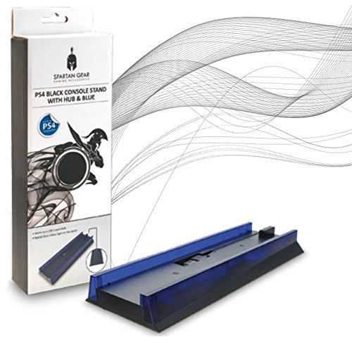 Spartan Gear Black Console Vertical Stand With Hub & Blue Light Compatible with Playstation 4 [ ]
