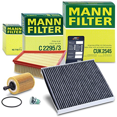 MANN-FILTER Inspektionspaket Filterset 1x Ölfilter, 1x Luftfilter, 1x Innenraumfilter (Aktivkohlefilter), Kompatibel mit SEAT CORDOBA, IBIZA, SKODA FABIA 1, FABIA 2 ROOMSTER, VW FOX POLO