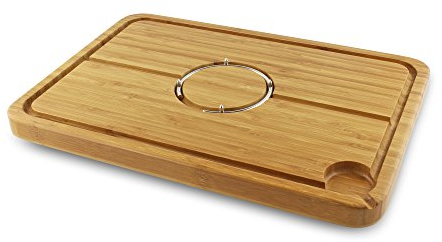 Deluxe Spiked Bamboo Wooden Roast Joint Carving & Cutting Board 40 x 28cm, Brown