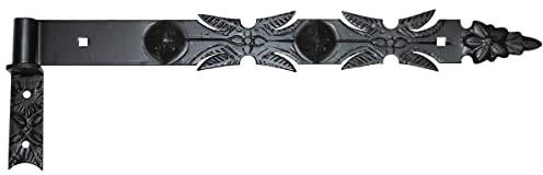 Bisagra para puerta de 600 + 16 mm, de hierro forjado, color negro