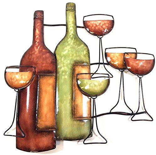 NEW Metal Wall Art Décor - Sculpture - Wine Bottle And Glasses Scene