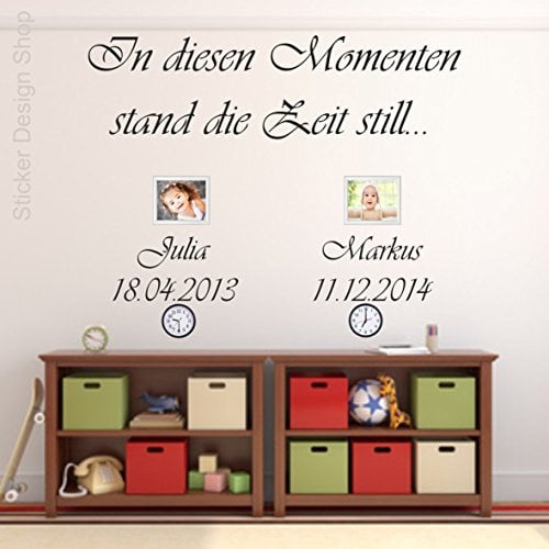 In diesen Momenten Stand die Zeit still Wandtattoo Wandaufkleber Wandsticker Wohnzimmer Aufkleber Sticker (80 cm, Schwarz)