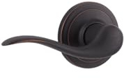 Kwikset Tustin Dummy Door Handle, Single Sided Lever for Closets, French Double Doors, and Pantry, Venetian Bronze Non-Turning Left Handed Interior Push/Pull Lever, with Microban Protection