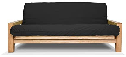 Sofabett Vienna, Futonbezüge Schwarz, 200x140x30 cm