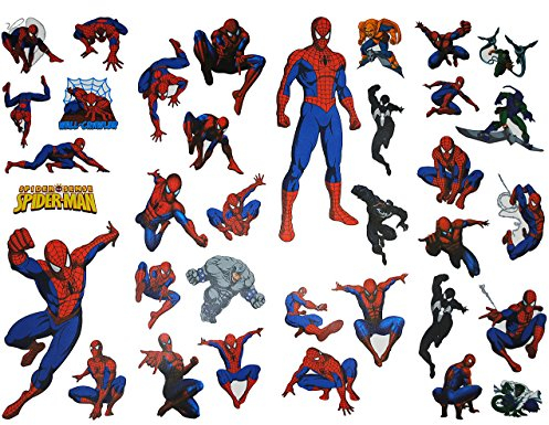 alles-meine.de GmbH 35 TLG. Set Wandtattoo/Fensterbild Spyderman XXL Kind Kinder - Junge Spyderman - Wandsticker - Tattoo - Sticker/Aktion Figur - Fensterbilder