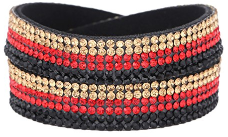 Morella Damen Armband Deutschland Fan EM WM Glitzerarmband Wickelarmband schwarz rot Gold 38 cm