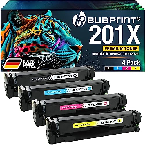Bubprint 201X 4 Tonerkartuschen kompatibel als Ersatz für HP 201A 201X Toner für HP Color Laserjet Pro MFP M277dw M277n M274n M274dn M252dw M252n M277 M270 CF400X CF400A CF401X CF402X CF403X