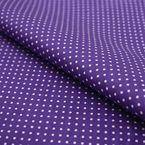 Stoff Meterware Punkte 2 mm Baumwolle - 1 Meter, Baumwollstoff, Schadstoffgeprüft, Gepunktet, Tupfen, Kinder, Fasching, Karneval (Weiß auf Lila)