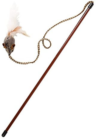 OurPet's Play-N-Squeak Teathered & Feathered Play Wand Cat Toy, for All Breed Sizes