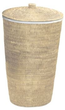 Decor Walther Basket Wäschebehälter Rattan beige mit Leinensack