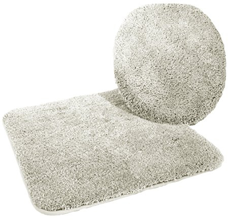 Kinzler J-10053/30 Mikrofaser Bademattenset 2-teilig = WC-Deckelbezug 47x50 cm + Vorleger ohne Ausschnitt 50x55 cm, silber