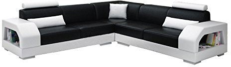 JVmoebel LEDERSOFA ECKSOFA Designer Sofa LINZ IV, Weiß/Schwarz, 276x276, Leder
