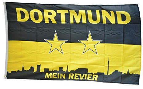 Fahne/Flagge Dortmund Mein Revier Sterne + gratis Sticker, Flaggenfritze®
