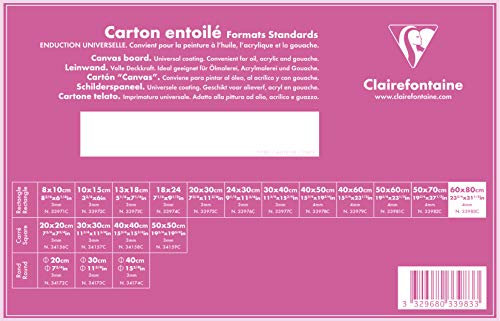 Clairefontaine 33983C Leinwand (4 mm, Hochformat, 60 x 80 cm, ideal für Nasstechniken, praktisch und einfach zu verwenden) weiß
