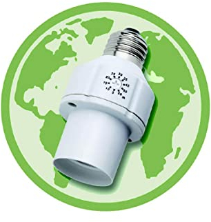 Ecosavers Temporizador Base de lámpara E27, 60 W, Blanco, 9,5 x 5,2 x 5,2 cm