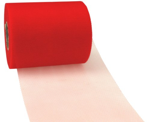 PRÄSENT C.E. Pattberg Verona Rouleau de Tulle Rouge, 50 m de Rouleau Tulle Blanc, Largeur 112 mm, Ruban décoration Mariage champêtre, Couture et Emballage de Cadeaux