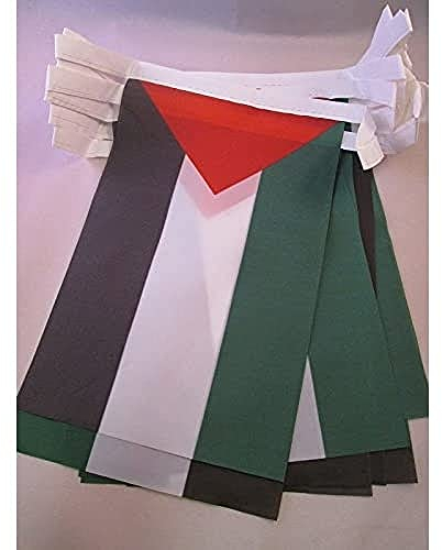 AZ FLAG Ghirlanda 6 Metri 20 Bandiere Palestina 21x15cm, Bandiera Palestinesa 15 x 21 cm - Festone Bandierine