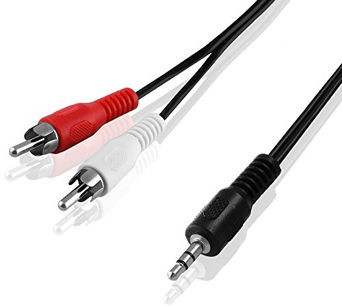 BestPlug 10 Meter Y Audio RCA Aux in Out Kabel, 2 L-R Cinch Stecker auf 1 3,5mm Stereo Klinke Stecker, Schwarz