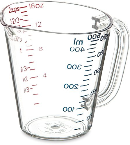 Carlisle 4314207 Commercial Plastic Measuring Cup, 1 Pint, Clear