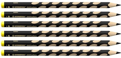 STABILO - Ergonomischer Buntstift für Linkshänder - EASYcolors | 6er Pack, schwarz