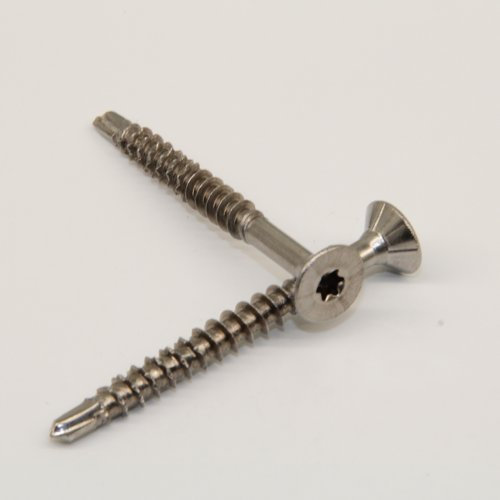 100 Stück Spanplattenschrauben 4,5 X 55/30 TORX T-20 mit Bohrspitze (Teilgewinde), Senkkopf u. Innensechsrund, Edelstahl A2
