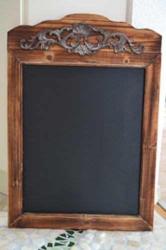 Maison en France Tafel, Kreidetafel- große Wandtafel 70 cm-Holztafel mit schöner Ornament-Dekoration zum Aufhängen-